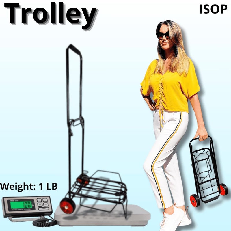 ISOP Folding Hand Truck 2 Wheels 40 Lb | Luggage Trolley Dolly Cart with Two-Wheels | Portable Fold-Up Dolly Cart - Collapsible | Lightweight and Foldable | Hand Carts Ultra Light | Mini Transport Carrier - Image 5